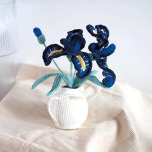 Crochet Van Gogh-Inspired Pot Irises: Home Decor for Art lover