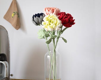 Dahlia realistic Crochet Flower: Customized Build-your-own bouquet and Table Centrepiece