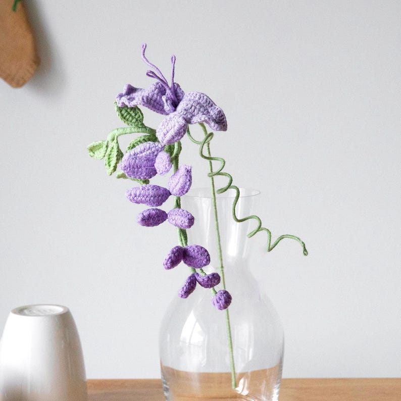 Wisteria realistic Crochet Flower: Customized Build-your-own bouquet and Table Centrepiece image 4
