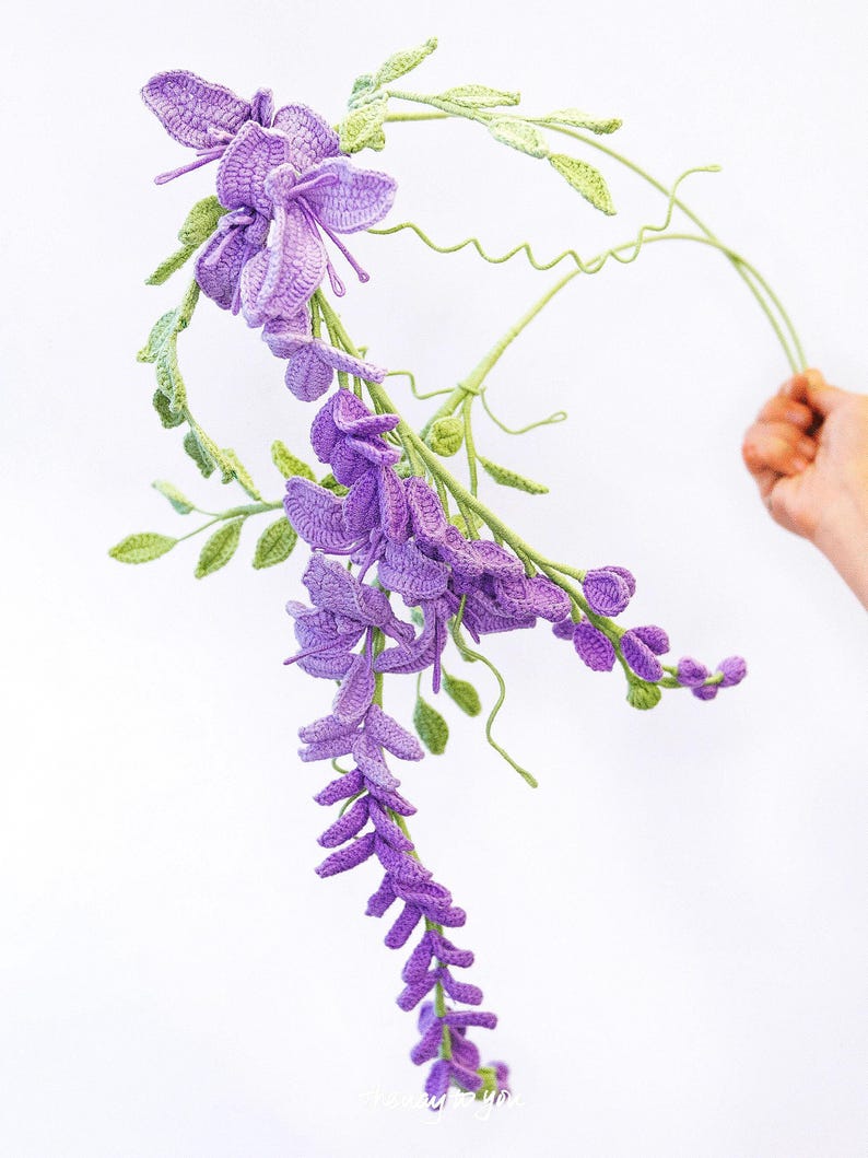 Wisteria realistic Crochet Flower: Customized Build-your-own bouquet and Table Centrepiece image 8