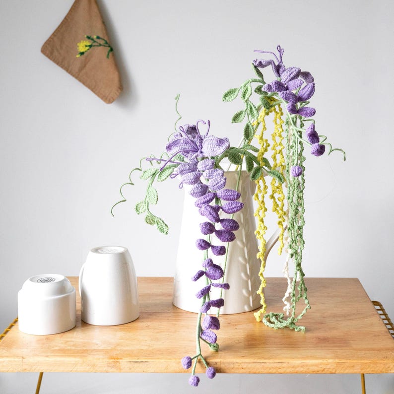 Wisteria realistic Crochet Flower: Customized Build-your-own bouquet and Table Centrepiece image 2