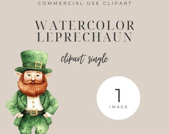 Watercolor Leprechaun clipart, St Patricks day png, watercolor,  St Pattys day, commercial use