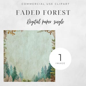Faded Forest Digitales Papier, 12x12 JPG, Aquarell Woodland Scrapbook Hintergrund, grüne Natur Waldszene