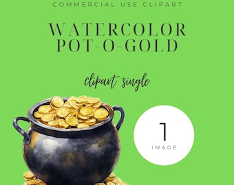 Topf mit Gold Aquarell Clipart, St. Patricks Day png, St. Patty’s Day, kommerzielle Nutzung