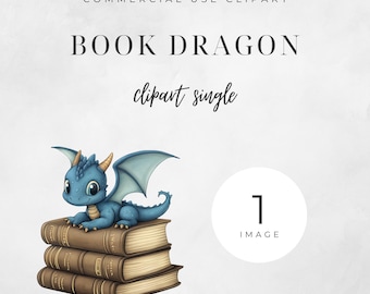 cute dragon, book lovers, stack of books, baby animals, magical creatures, mythical clipart single png