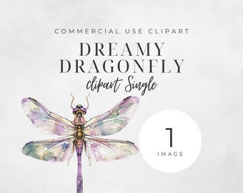 Watercolor Dragonfly Clipart, Dreamy Dragonfly Art, 300 DPI, Transparent Background, PNG, Digital Download, Commercial Use