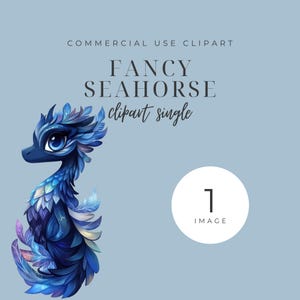 Fantasy Blue Seahorse Clipart PNG | Elegant Watercolor Sea Animal Art | Mystical Ocean Theme Illustration | Transparent Background