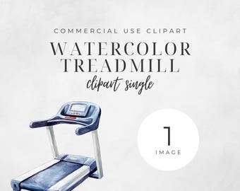 Workout fitness clipart - watercolor treadmill, gym equipment, exercise theme, lifestyle single image. 300 DPI, PNG, transparent background