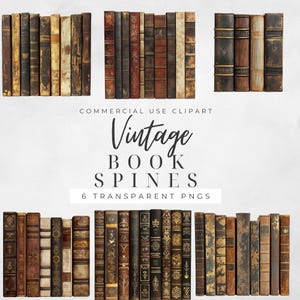 Vintage book spines clipart pack | add a touch of antique to your designs! | 300 DPI | transparent background