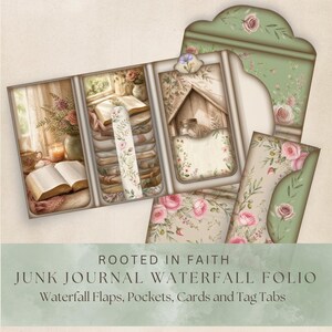 Christliches Junk Journal, Wasserfall-Folio zum sofortigen Download, Bibel-Ephemera, Journal-Set im KJV-Stil