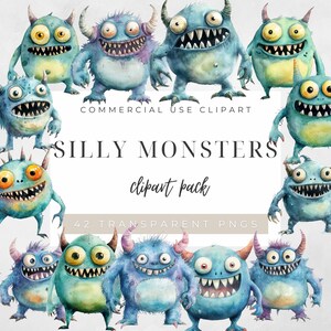 Cartoon Monsters Clipart Pack- 300 DPI - PNG - Transparent Background- perfect for scrapbooking, creative design and more.