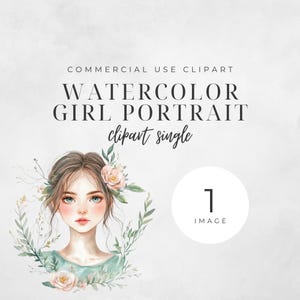 Retrato de chica bohemia en acuarela: ilustración femenina con estética floral, arte vintage romántico, PNG con fondo transparente