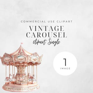 Vintage pink carousel single image. 300 DPI, PNG, transparent background