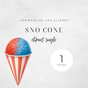 Sno Cone Clipart PNG, Red and Blue Snow Cone PNG, Watercolor Summer Treat, Carnival Dessert Art, 300 DPI Transparent Graphic