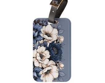 Etiqueta de equipaje floral, accesorio de viaje, etiqueta de equipaje personalizada, regalo para viajeros, etiqueta de viaje floral, artículos esenciales para vacaciones