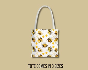Bolsa de tela con estampado de abejorros: bolsa de compras de poliéster ecológica