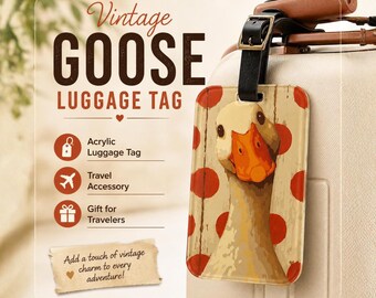Vintage Goose Bagageetikett, Retro Fågelväska Identifierare, Akryl Resetillbehör
