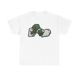 Camiseta unisex con dibujos animados de dinero Y2K, camiseta gráfica divertida, top de moda urbana, camisa de estilo retro, ropa de hip hop