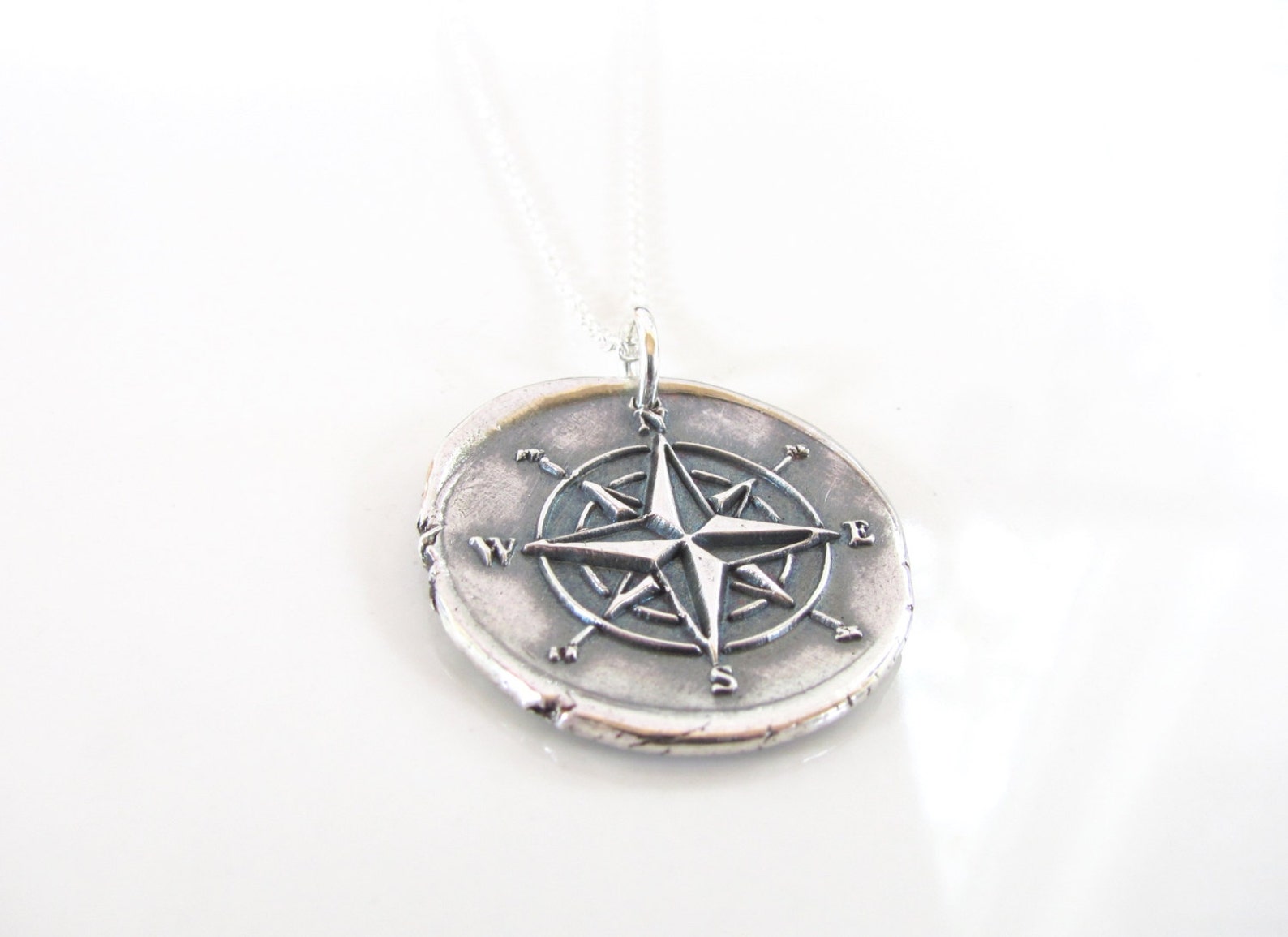 Compass Rose Necklace Hand Made From Fine Silver Sterling Etsy