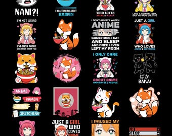 Anime Svg Bundle, Anime Svg, Anime Clipart, Anime Sihouette, Anime Cut Files For Circut, Anime Png Bundle, Anime Png, Anime Vector,Pdf,Dxf,