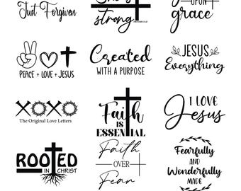 Paquete de SVG cristianos, versículos bíblicos inspiradores, Santa Biblia, SVG religiosos, SVG de Dios, SVG de Jesús, SVG de fe, SVG cristiano - Diseño de camiseta PNG