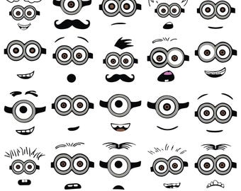 Minion Face Svg Png Bundle, Minion Face Clipart, Minion Face svg, Minion Silhouette, Vector Files, Cricut Cut Files, Instant Download