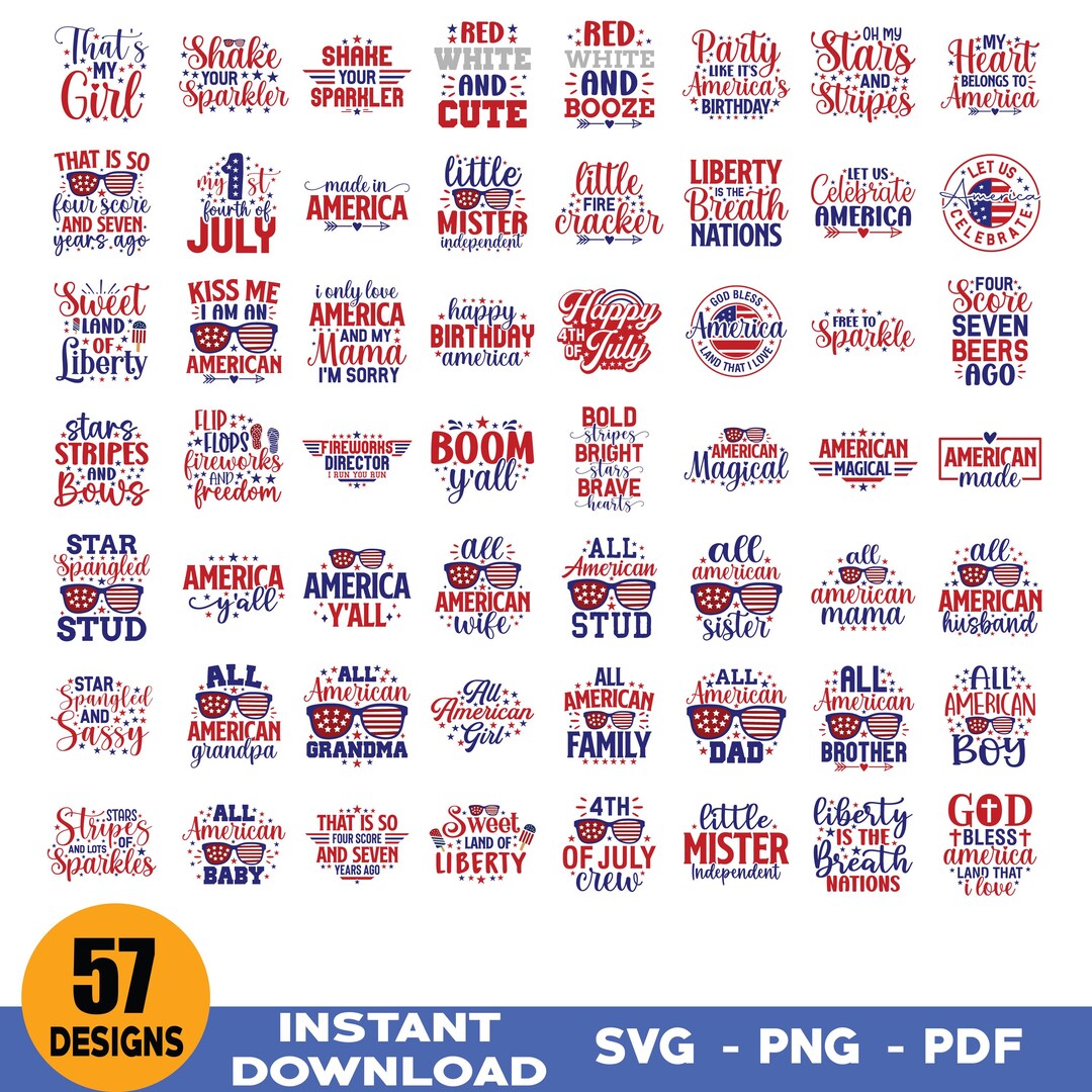 4th of July Svg Png Bundle, Independence Day SVG, America Svg,usa Flag ...