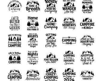Camping Svg Bundle, Camp SVG, Camper Svg, Clipart, Happy Camp Png, Camp Life, Outdoor Svg, Vector Files, Instant Download