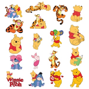 Paquete SVG de Winnie the Pooh, Tigger Png, paquete SVG de Pooh, Winnie the Pooh png, archivos SVG de Eeyore para Cricut, imágenes prediseñadas SVG de Piglet png, dxf