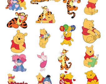 Kubuś Puchatek SVG Bundle, Tygrysek Png, Puchatek SVG Bundle, Kubuś Puchatek png, Eeyore SVG Files dla Cricut, Prosiaczek SVG Clipart png, dxf