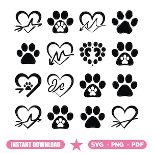 Heart Paw svg Bundle, Paw Print svg Bundle, Dog Paw svg, Custome Heart Paw svg, Dog Paw Cut File For Cricut svg, Paw svg, Digital Download