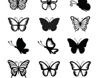 Paquete SVG de mariposas, archivos de corte de mariposas, archivos SVG de mariposas para Cricut, imágenes prediseñadas de mariposas, silueta de mariposa, PNG - Descarga digital