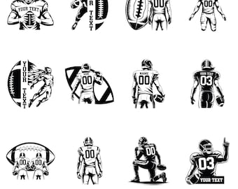 カスタム フットボール選手 SVG、フットボール SVG、フットボール選手 SVG、フットボールママ SVG、フットボールチーム SVG、2 人のフットボール選手 SVG Png