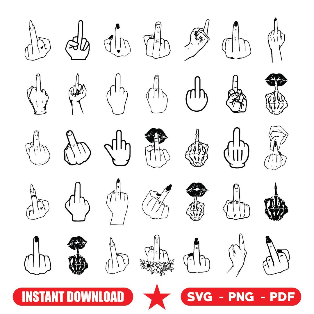 Printable Middle Finger Vector File Middle Finger Svg Bundle, Middle Finger Cut File for Circut, Middle ...