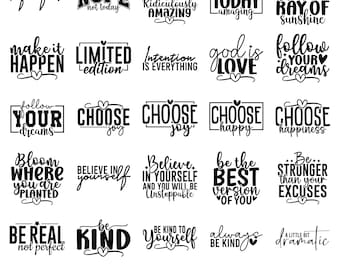 Motivational Svg Bundle, Positive Quote svg, Affirmation svg, Cute Inspirational svg, Saying Svg, Png Files, Funny Quotes cut files