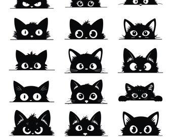 Peeking Cat SVG , Cat Silhouette , cat svg , Kiten svg , peeking cat png Peeking Svg , Cut Files for Cricut & Silhouette , Svg , Png ,pdf