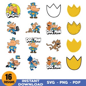 Paquete SVG PNG de Dog Man, Dogman Png, Dogman Svg, paquete SVG de cumpleaños de Dogboy, perro niño Cricut SVG, paquete de archivos SVG y PNG de Dog Man para Cricut