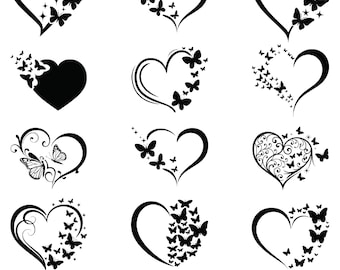 Pacchetto SVG di cuori, SVG di scarabocchi di cuori, SVG di cuori disegnati a mano, Clipart di cuori, SVG di cuori di San Valentino, Download istantaneo, SVG di amore, Clipart di amore