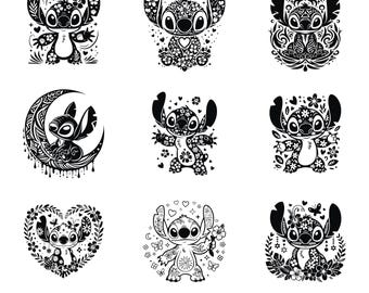 Floral Stitch SVG Bundle Cute Stitch PNG Clip Art Floral Stitch For Wine Glass Stitch Sticker SVG Shirt Design Cricut Silhouette Layered