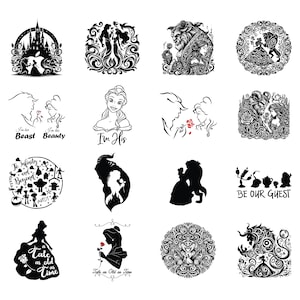 La belle et la bête Svg, Svg de rose enchantée, Svg de mandala, Svg de désherbage complexe, Svg de rose enchantée, cadeau pour elle Svg, fichier numérique
