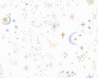 Blanc nuit étoilée 108 pouces de large support - Tissu Dear Stella - Coton Quilters
