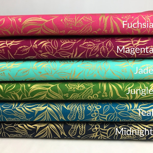 Fuchsia Magenta Jade Jungle Teal Midnight METALLIC -  Moody Blooms - Create Joy Project - Moda - 100% Cotton Quilting Fabric