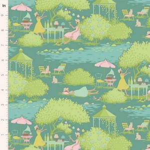 Sunday Brunch Teal - Sunday Brunch - Tilda Fabric - Tone Finnanger - 100% Quilters Cotton TIL100585
