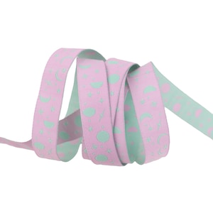 Tula Pink - Space Sprinkles Piglet - 5/8&quot; Wide 2025 True Colors Ribbon - Renaissance Ribbons - TK-135/16mm-10 - Sold By the Cont. Yard