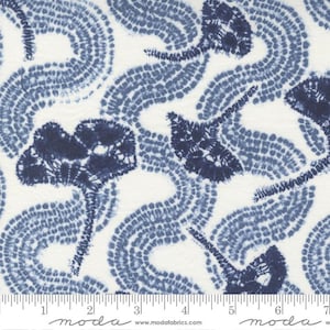 Ginko Leaf Shibori Pacific Blue - Kawa - Debbie Maddy - Moda 100% Quilters Cotton