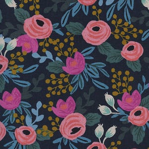 Rosa Navy - Bomull/Linnekanvas - Menageri - Anna Bond Rifle Paper Co - Bomull + Stål - 8012-022 Per Halv Yard