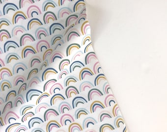 Mini Rainbows Natural - Over the Rainbow - Ampersand Studios - Paintbrush Studio Fabric 100% Quilters Cotton