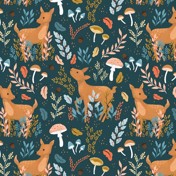 Dancing Deer - Woodland Creatures - Dominika Godette - Cloud 9 Fabrics - Poplin Dancing Deer - Woodland Creatures - Dominika Godette - Cloud 9 Fabrics - Poplin