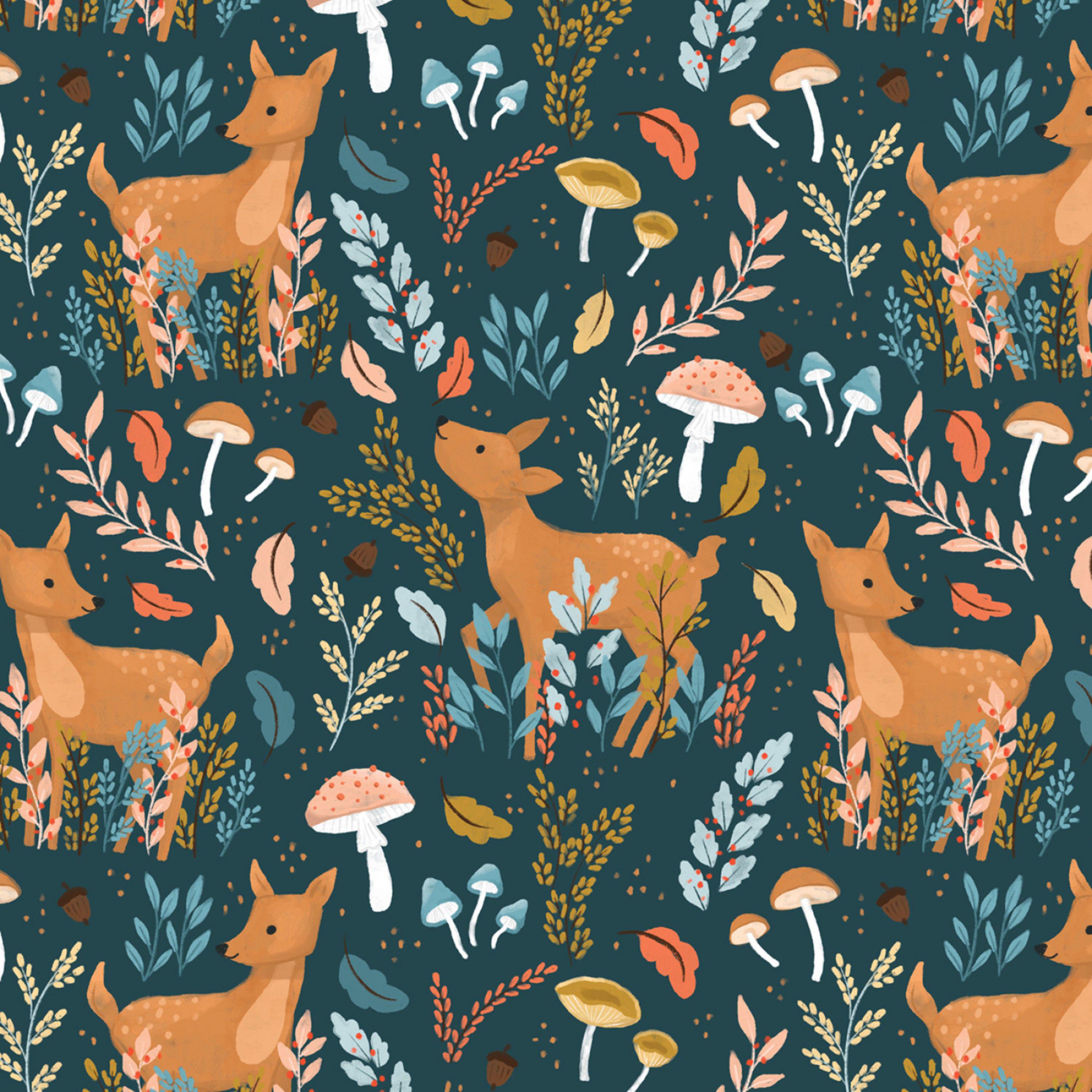 Dancing Deer - Woodland Creatures - Dominika Godette - Cloud 9 Fabrics - Poplin Dancing Deer - Woodland Creatures - Dominika Godette - Cloud 9 Fabrics - Poplin