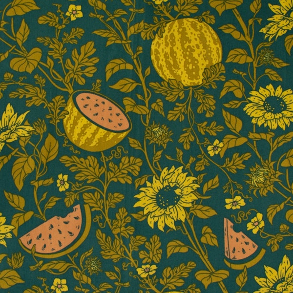 Summer Berries Forest - Mustard Beetle -  Birch ORGANIC Fabric -  100% Organic Cotton Poplin  MBH-12-FOREST